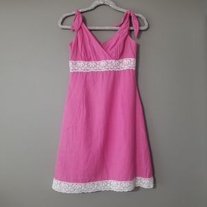 Lilly Pulitzer pink white lace tie strap dress 4